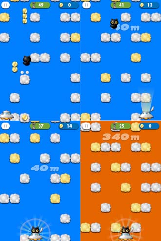 操作は単純。ジャンプしたら右に左に飛びわけるだけなのですが